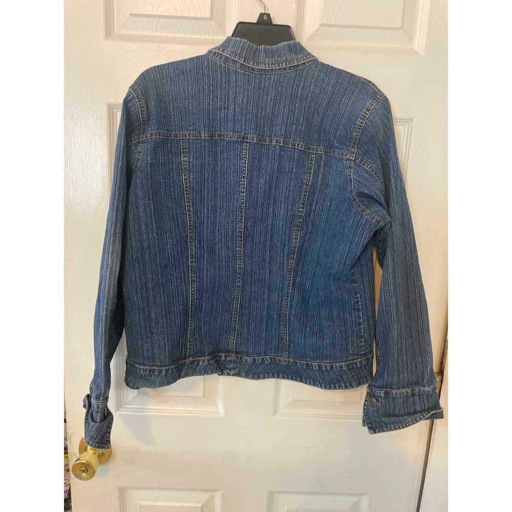 Bill Blass Jeanswear Womens XL Denim Jacket Medium Wash Stretch Cotton Blend - Picture 2 of 3